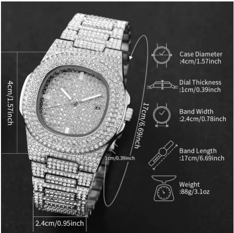 Diamond Men's Sports Wristwatch with Calendar