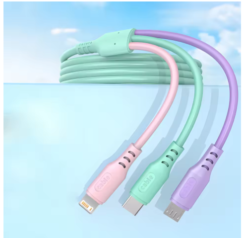 3 In 1 Silica gel  Fast Charging Data Cord
