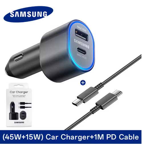 60W Samsung Car Charger With USB Type C Cord
