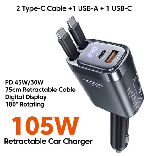 4 IN 1 Retractable Car Charger