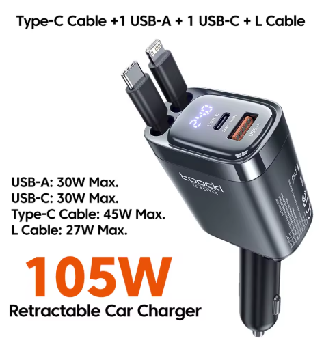 4 IN 1 Retractable Car Charger