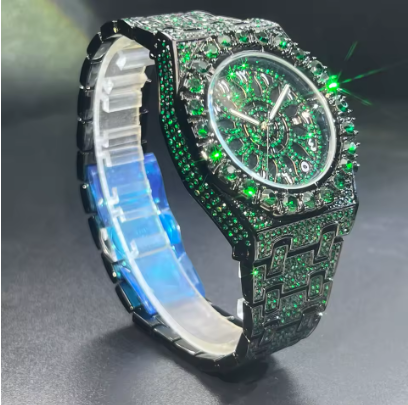 Hip Hop Green Diamond Watch