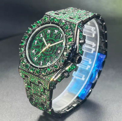 Hip Hop Green Diamond Watch