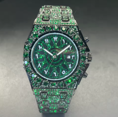 Hip Hop Green Diamond Watch