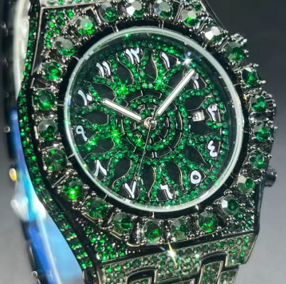 Hip Hop Green Diamond Watch