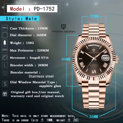 Pagani design business men's mechanical watch