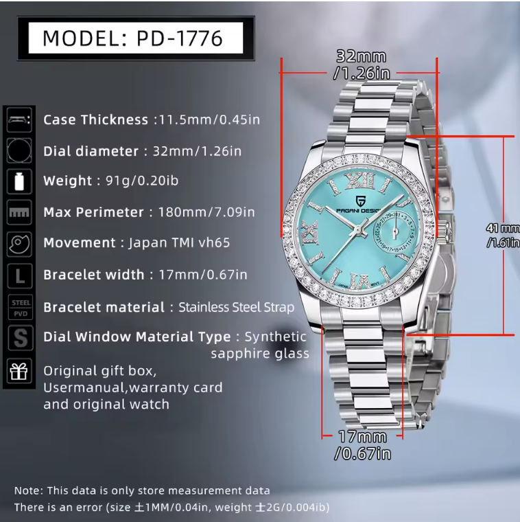 Luxury Quartz Watch For Women Fashion Waterproof Sapphire Clock