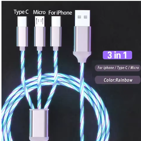 3 IN 1 Glowing LED Light Phone Charger