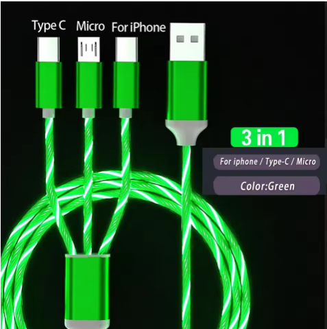 3 IN 1 Glowing LED Light Phone Charger