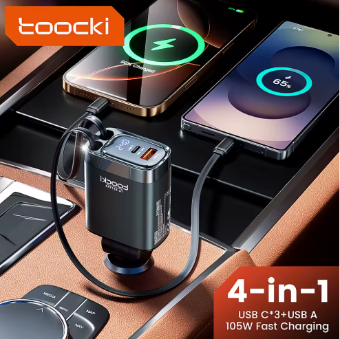 4 IN 1 Retractable Car Charger
